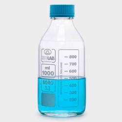 Бутыль ISOLAB 500 мл, GL45, с крышкой и сливным кольцом, стекло