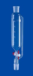 Воронка капельная цилиндрическая Lenz 25 мл, NS14/23, с градуировкой, PTFE кран, с противодавлением, стекло