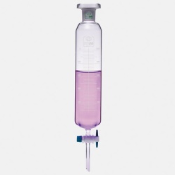 Воронка делительная цилиндрическая ISOLAB 500 мл, с градуировкой, NS29/32, PTFE кран, стекло