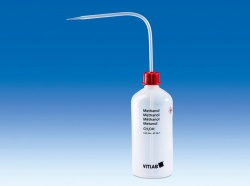 Промывалка VITLAB безопасная, 500 мл, узкое горло, маркировка "Methyl ethyl keton", PP