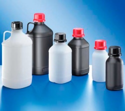 Бутыль Kautex узкогорлая 1000 мл, HDPE, Ø 45 мм, черный цвет, без крышки, с допуском ООН
