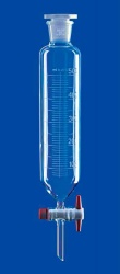 Воронка делительная цилиндрическая Lenz 100 мл, с градуировкой, PTFE кран, стекло
