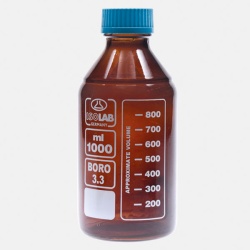 Бутыль ISOLAB 500 мл, GL45, с крышкой и сливным кольцом, тёмное стекло