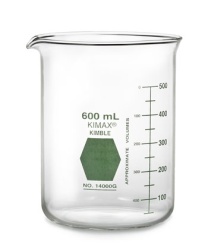 Стакан Гриффина Kimble Colorware 250 мл, низкий, с зеленой градуировкой, с носиком, стекло