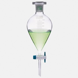 Воронка делительная коническая ISOLAB 500 мл, с градуировкой, NS29/32, PTFE кран, стекло