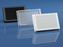 Микропланшет Brand cellGrade plus, 96-луночный, PS, стерильный, черный, с прозрачным дном, F-дно, 330 мкл