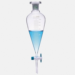 Воронка делительная грушевидная ISOLAB 100 мл, с градуировкой, NS19/26, PTFE кран, стекло