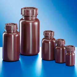 Бутыль Kautex широкогорлая 250 мл, LDPE, круглая, коричневый цвет, с винтовой крышкой